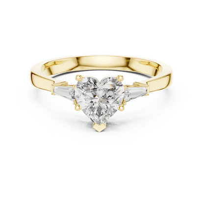 Classic solitaire diamond engagement ring featuring a round brilliant center stone in a four-prong setting with a polished band by Aortas Jewels.