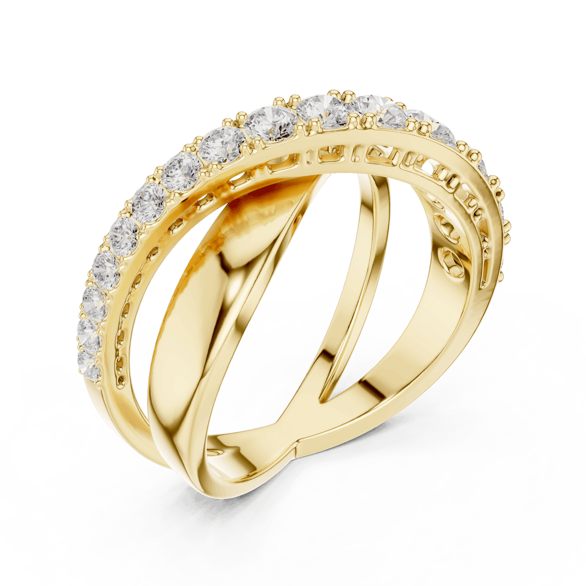 Criss Cross Diamond Band Ring