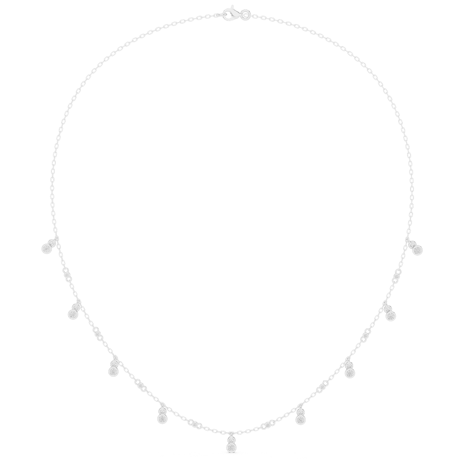 Dainty diamond dangle necklace featuring delicate sparkling drop charms on a fine chain by Aortas Jewels.