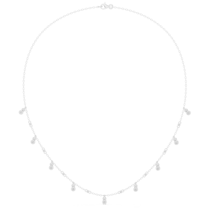 Dainty diamond dangle necklace featuring delicate sparkling drop charms on a fine chain by Aortas Jewels.