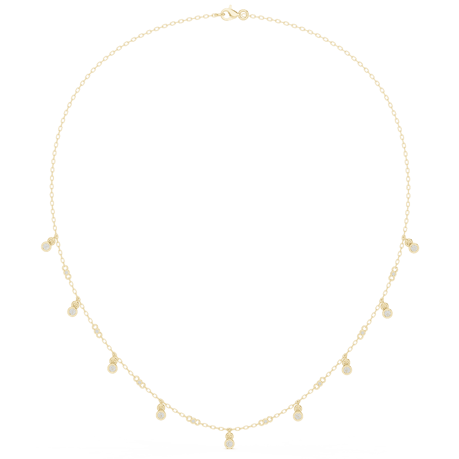 Dainty diamond dangle necklace featuring delicate sparkling drop charms on a fine chain by Aortas Jewels.