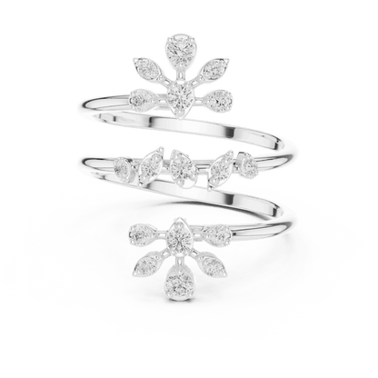 Diamond floral hoop earrings featuring sparkling flower-shaped diamond clusters on sleek polished hoops by Aortas Jewels.