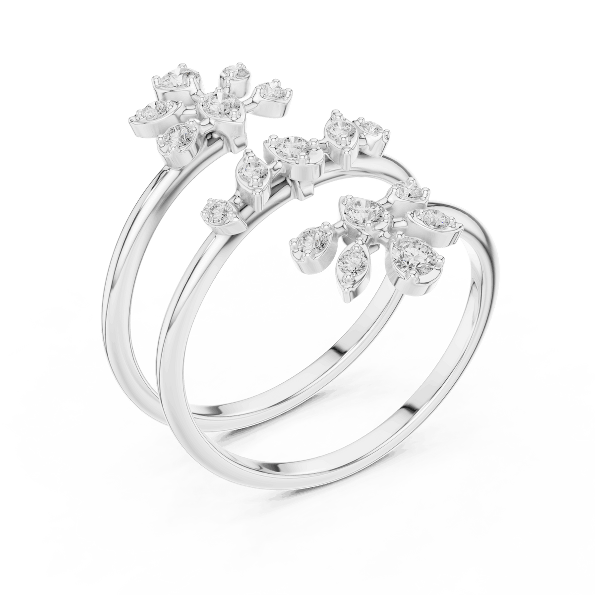 Diamond floral hoop earrings featuring sparkling flower-shaped diamond clusters on sleek polished hoops by Aortas Jewels.