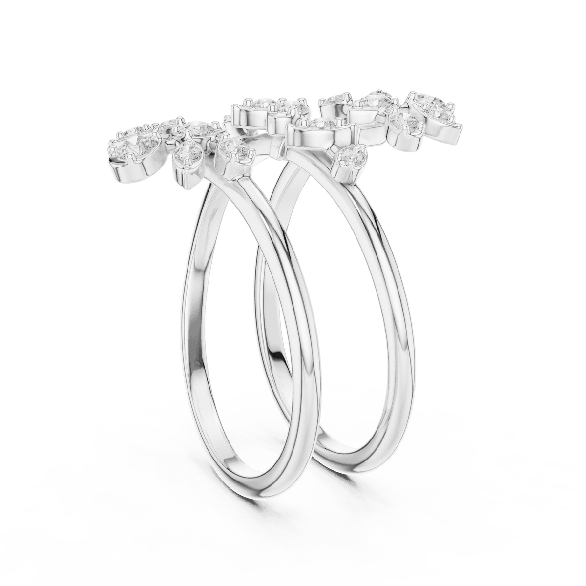 Diamond floral hoop earrings featuring sparkling flower-shaped diamond clusters on sleek polished hoops by Aortas Jewels.