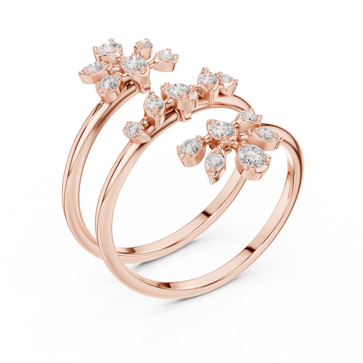 Diamond floral hoop earrings featuring sparkling flower-shaped diamond clusters on sleek polished hoops by Aortas Jewels.