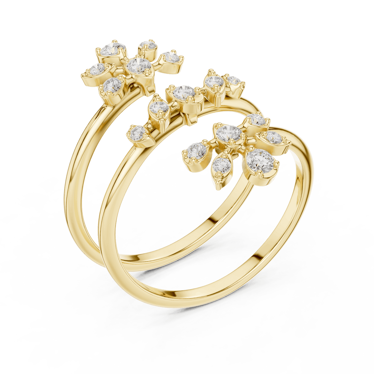 Diamond floral hoop earrings featuring sparkling flower-shaped diamond clusters on sleek polished hoops by Aortas Jewels.