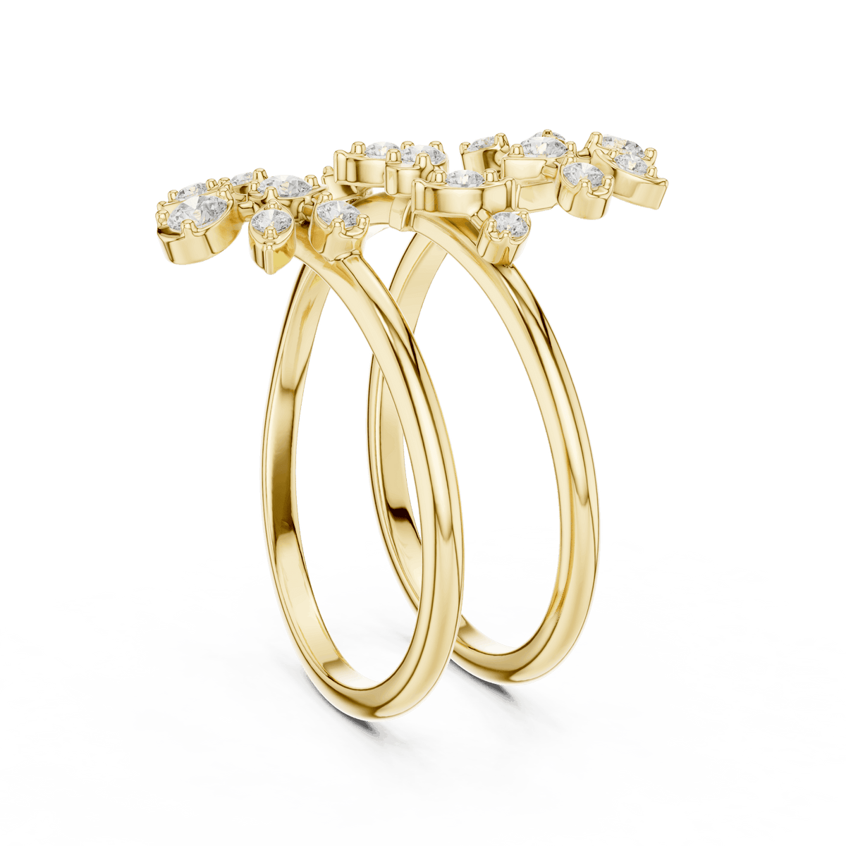 Diamond floral hoop earrings featuring sparkling flower-shaped diamond clusters on sleek polished hoops by Aortas Jewels.