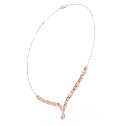 Elegant Marquise & Round Diamond Drop Necklace in white gold featuring brilliant round and marquise-cut diamonds by Aortas Jewels.