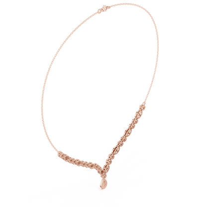 Elegant Marquise & Round Diamond Drop Necklace in white gold featuring brilliant round and marquise-cut diamonds by Aortas Jewels.
