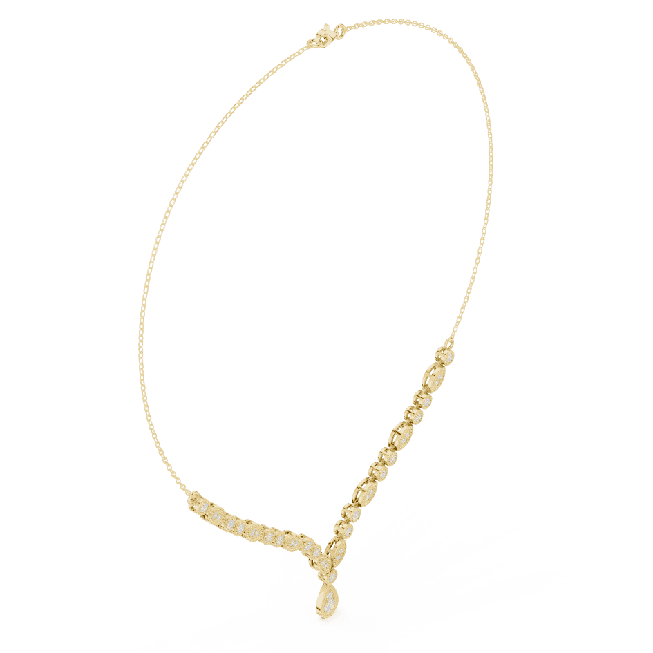Elegant Marquise & Round Diamond Drop Necklace in white gold featuring brilliant round and marquise-cut diamonds by Aortas Jewels.