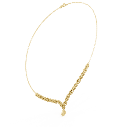 Elegant Marquise & Round Diamond Drop Necklace in white gold featuring brilliant round and marquise-cut diamonds by Aortas Jewels.