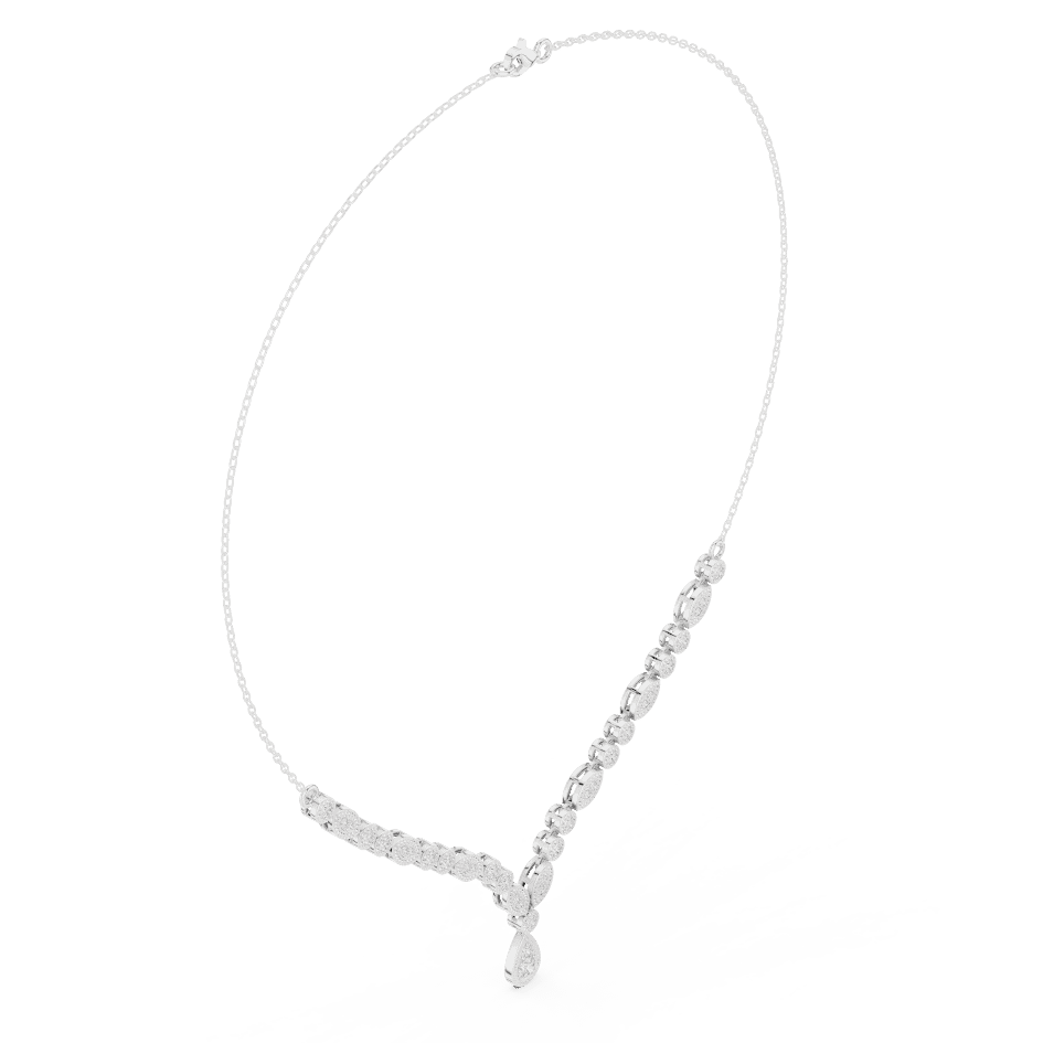 Elegant Marquise & Round Diamond Drop Necklace in white gold featuring brilliant round and marquise-cut diamonds by Aortas Jewels.
