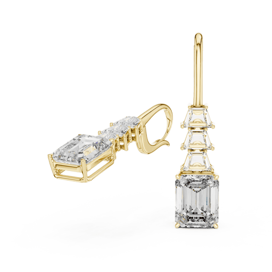 Emerald Cut Diamond Drop Earrings Aortas Diamond Jewels
