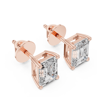 Emerald Cut Solitaire Diamond Stud Earrings Aortas Diamond Jewels