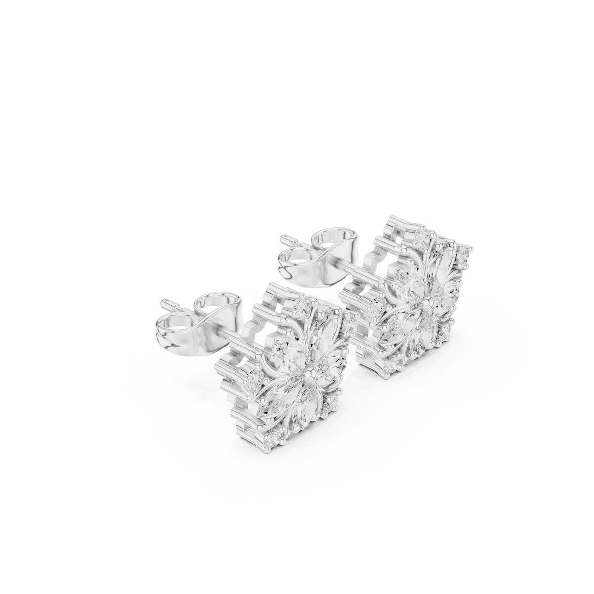 Floral Diamond Stud Earrings Aortas Diamond Jewels