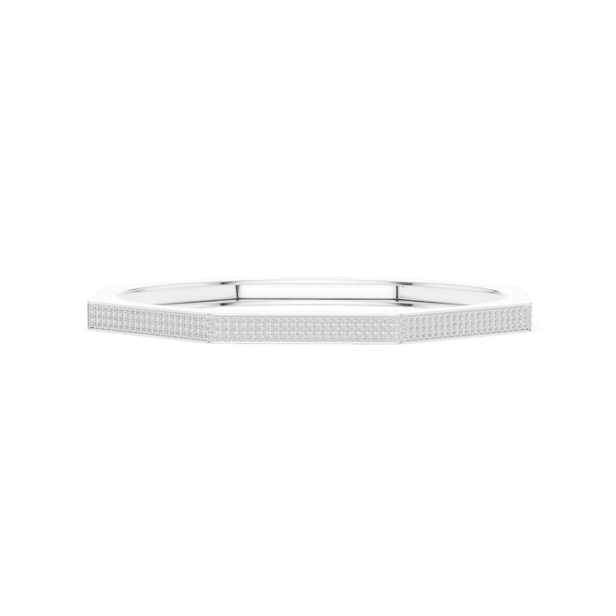 Geometric diamond bangle bracelet featuring a sleek octagonal design with a pavé-set diamond accent panel and polished finish by Aortas Jewels.