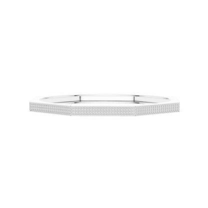 Geometric diamond bangle bracelet featuring a sleek octagonal design with a pavé-set diamond accent panel and polished finish by Aortas Jewels.