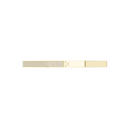 Geometric diamond bangle bracelet featuring a sleek octagonal design with a pavé-set diamond accent panel and polished finish by Aortas Jewels.
