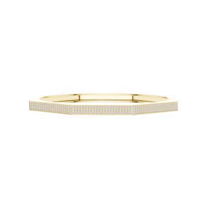 Geometric diamond bangle bracelet featuring a sleek octagonal design with a pavé-set diamond accent panel and polished finish by Aortas Jewels.