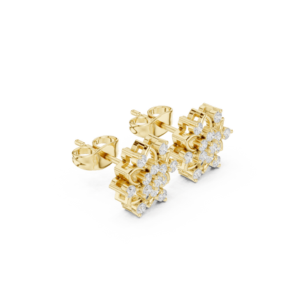 Geometric Floral Diamond Stud Earrings Aortas Diamond Jewels