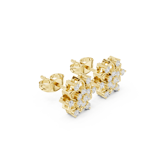 Geometric Floral Diamond Stud Earrings Aortas Diamond Jewels