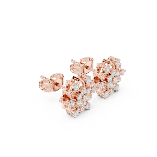 Geometric Floral Diamond Stud Earrings Aortas Diamond Jewels