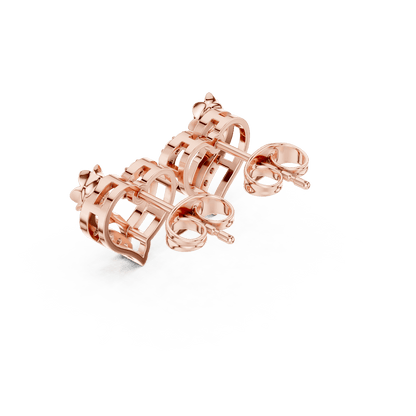 Heart diamond stud earrings featuring an elegant open-heart design with sparkling stone accents and secure push-back closures by Aortas Jewels.