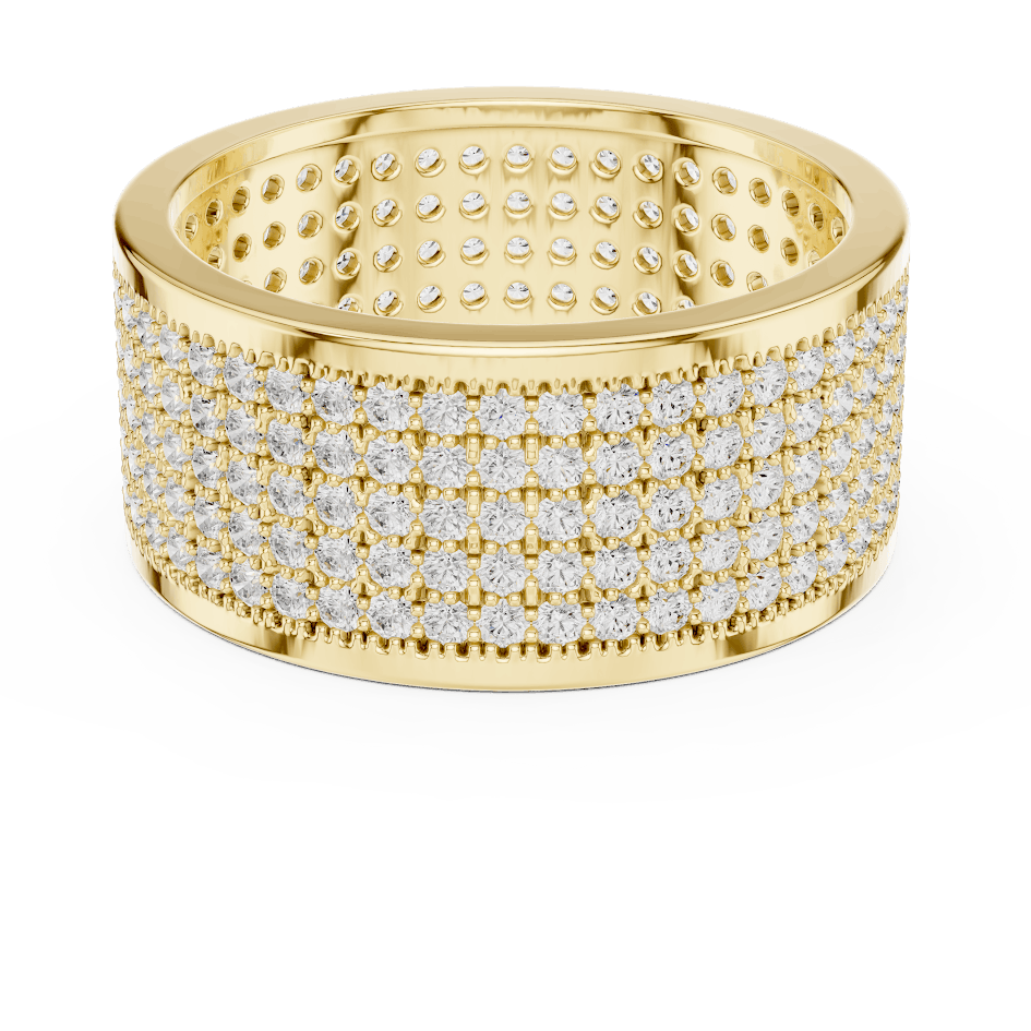 Luxury diamond pavé band ring featuring multiple rows of sparkling round diamonds on a wide polished band by Aortas Jewels.