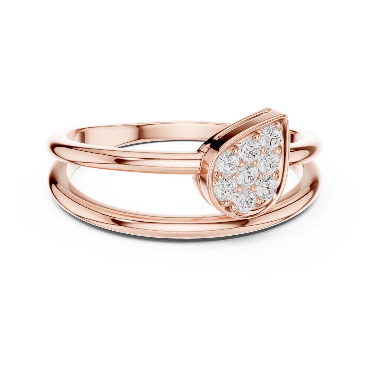 Marquise Cluster Diamond Ring featuring a marquise-shaped cluster of round diamonds on a sleek split-style polished band by Aortas Jewels.