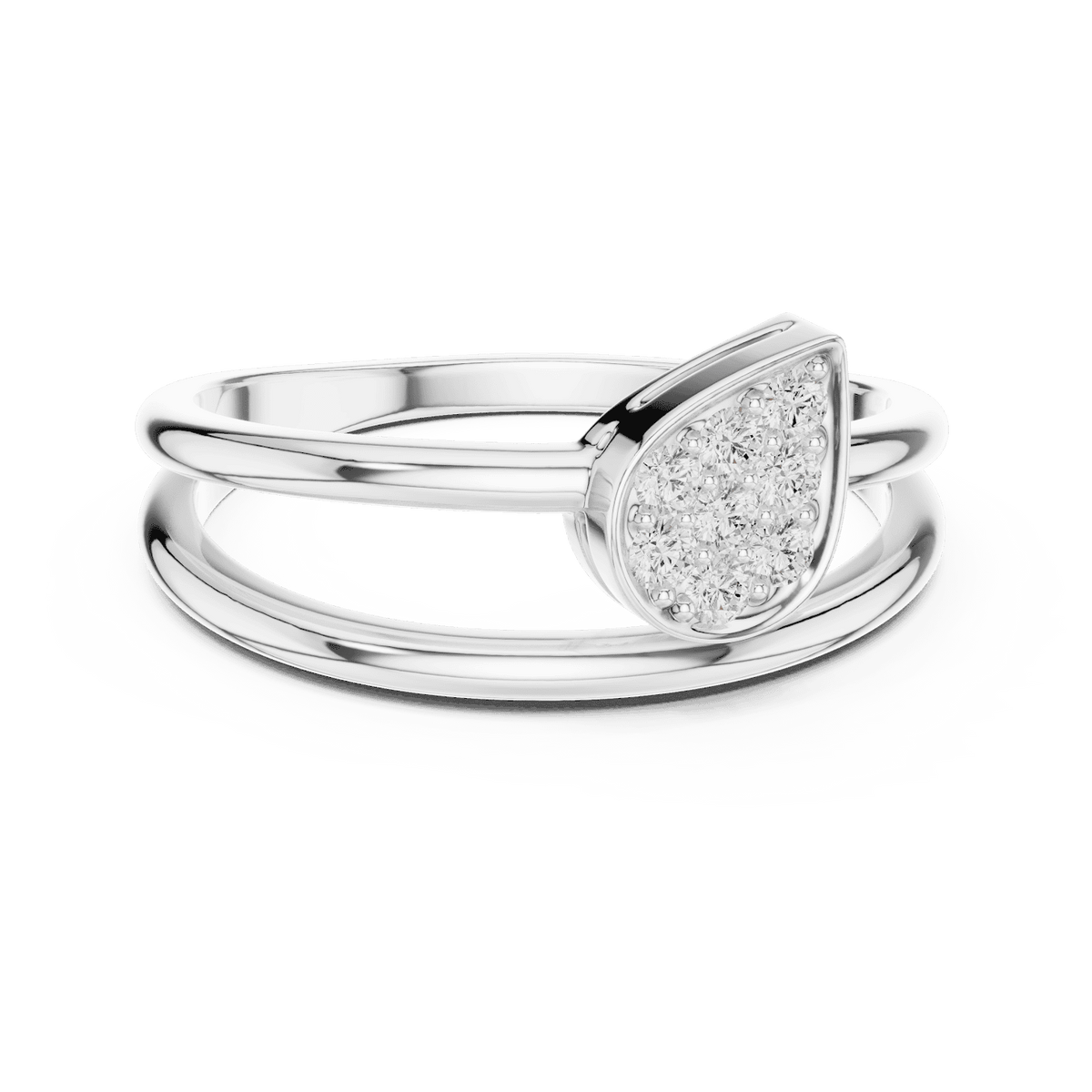 Marquise Cluster Diamond Ring featuring a marquise-shaped cluster of round diamonds on a sleek split-style polished band by Aortas Jewels.