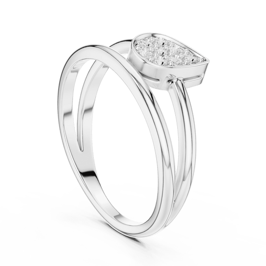 Marquise Cluster Diamond Ring featuring a marquise-shaped cluster of round diamonds on a sleek split-style polished band by Aortas Jewels.
