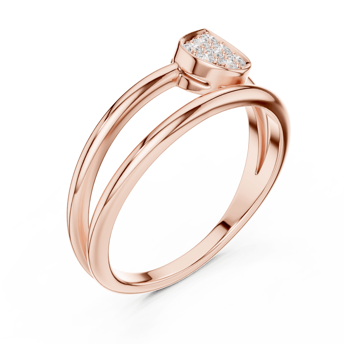 Marquise Cluster Diamond Ring featuring a marquise-shaped cluster of round diamonds on a sleek split-style polished band by Aortas Jewels.