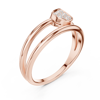 Marquise Cluster Diamond Ring featuring a marquise-shaped cluster of round diamonds on a sleek split-style polished band by Aortas Jewels.