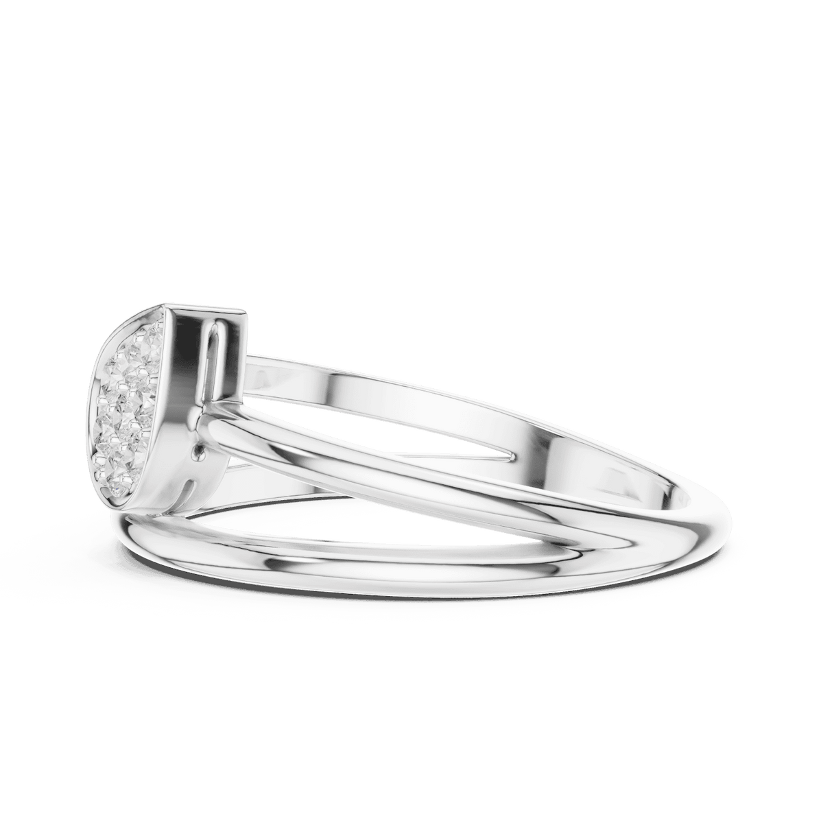 Marquise Cluster Diamond Ring featuring a marquise-shaped cluster of round diamonds on a sleek split-style polished band by Aortas Jewels.