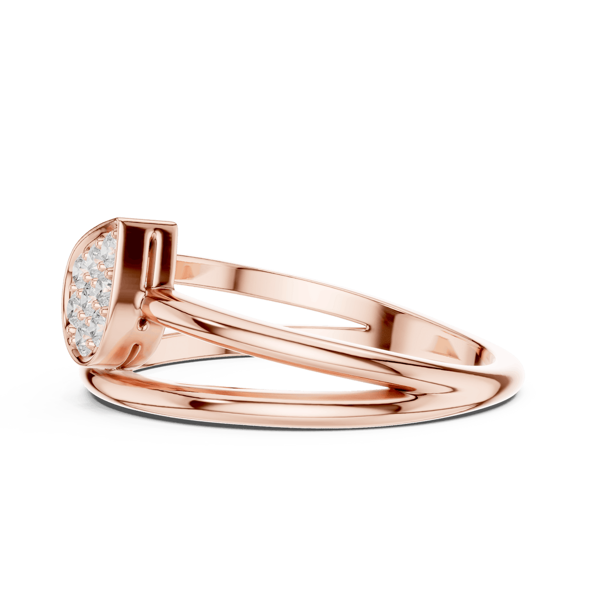 Marquise Cluster Diamond Ring featuring a marquise-shaped cluster of round diamonds on a sleek split-style polished band by Aortas Jewels.