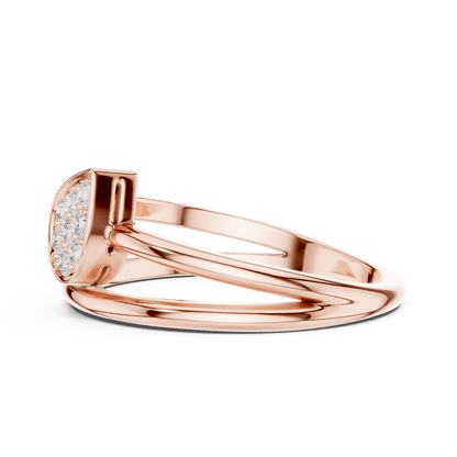 Marquise Cluster Diamond Ring featuring a marquise-shaped cluster of round diamonds on a sleek split-style polished band by Aortas Jewels.