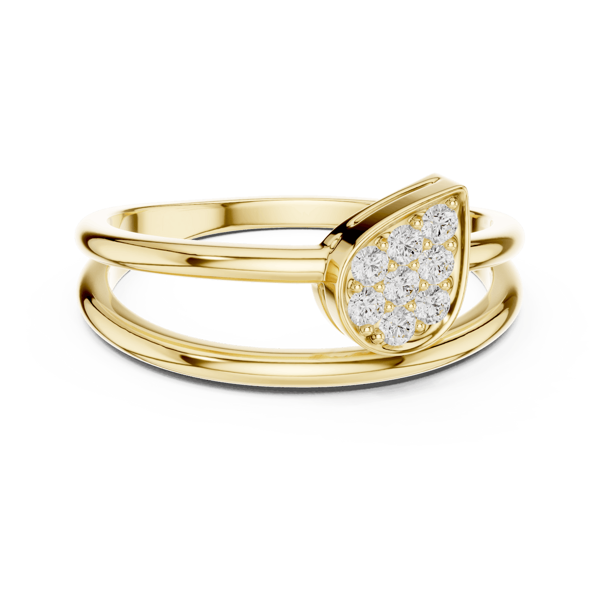 Marquise Cluster Diamond Ring featuring a marquise-shaped cluster of round diamonds on a sleek split-style polished band by Aortas Jewels.