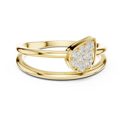 Marquise Cluster Diamond Ring featuring a marquise-shaped cluster of round diamonds on a sleek split-style polished band by Aortas Jewels.