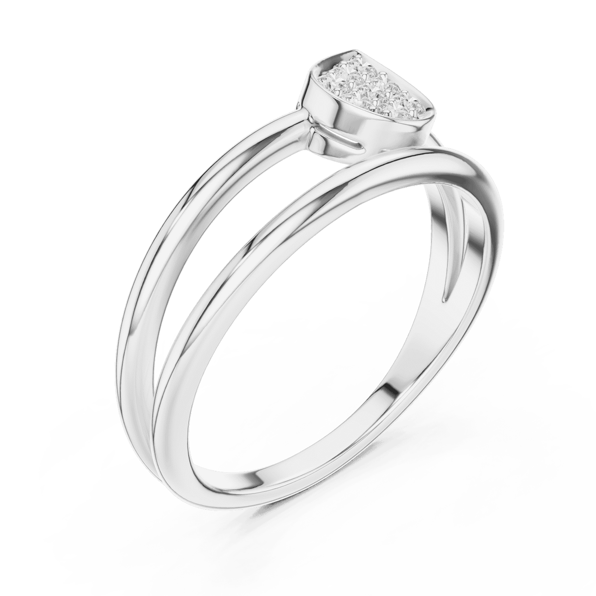 Marquise Cluster Diamond Ring featuring a marquise-shaped cluster of round diamonds on a sleek split-style polished band by Aortas Jewels.