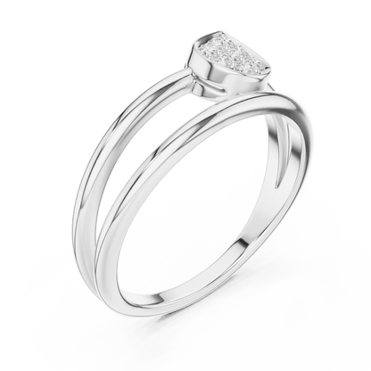 Marquise Cluster Diamond Ring featuring a marquise-shaped cluster of round diamonds on a sleek split-style polished band by Aortas Jewels.