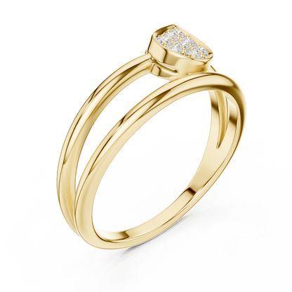 Marquise Cluster Diamond Ring featuring a marquise-shaped cluster of round diamonds on a sleek split-style polished band by Aortas Jewels.