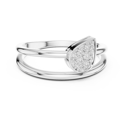 Marquise Cluster Diamond Ring featuring a marquise-shaped cluster of round diamonds on a sleek split-style polished band by Aortas Jewels.