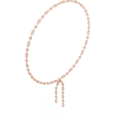 Marquise Diamond Bow Drop Necklace featuring alternating marquise-shaped links, a bow-inspired centerpiece, and elegant cascading drop accents by Aortas Jewels.