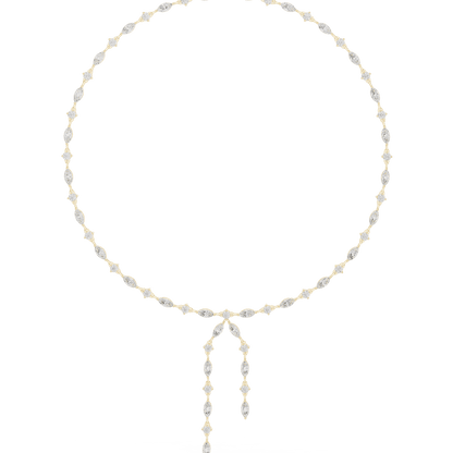 Marquise Diamond Bow Drop Necklace featuring alternating marquise-shaped links, a bow-inspired centerpiece, and elegant cascading drop accents by Aortas Jewels.