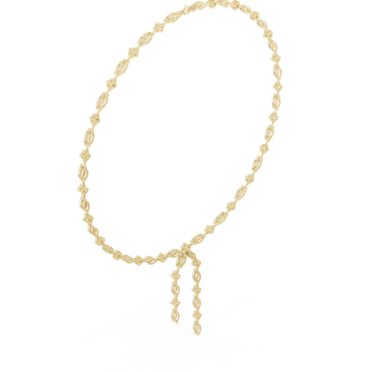 Marquise Diamond Bow Drop Necklace featuring alternating marquise-shaped links, a bow-inspired centerpiece, and elegant cascading drop accents by Aortas Jewels.