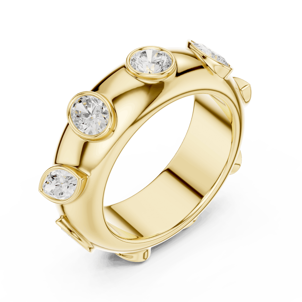 Marquise diamond eternity band ring featuring alternating marquise and round brilliant stones on a polished band by Aortas Jewels.