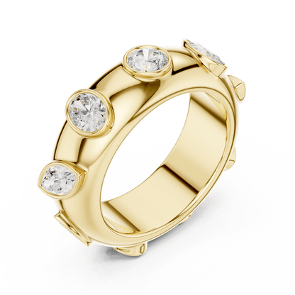 Marquise diamond eternity band ring featuring alternating marquise and round brilliant stones on a polished band by Aortas Jewels.