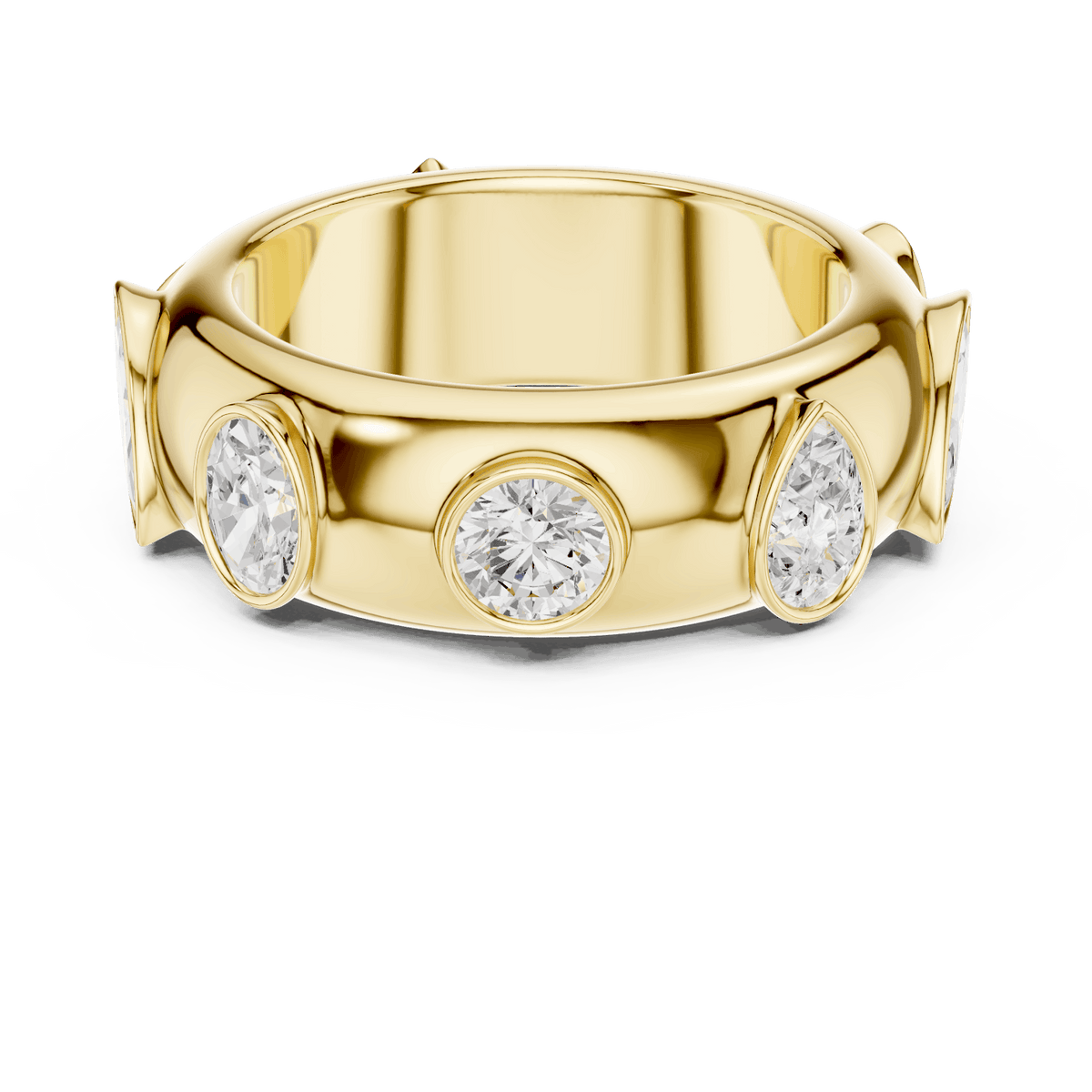 Marquise diamond eternity band ring featuring alternating marquise and round brilliant stones on a polished band by Aortas Jewels.