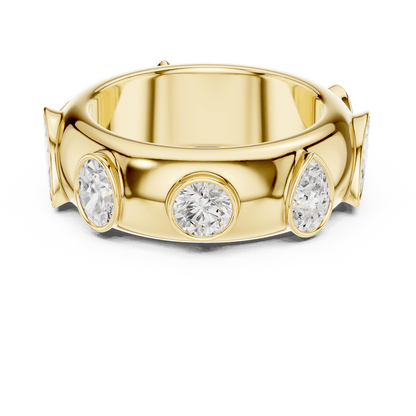 Marquise diamond eternity band ring featuring alternating marquise and round brilliant stones on a polished band by Aortas Jewels.