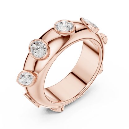 Marquise diamond eternity band ring featuring alternating marquise and round brilliant stones on a polished band by Aortas Jewels.
